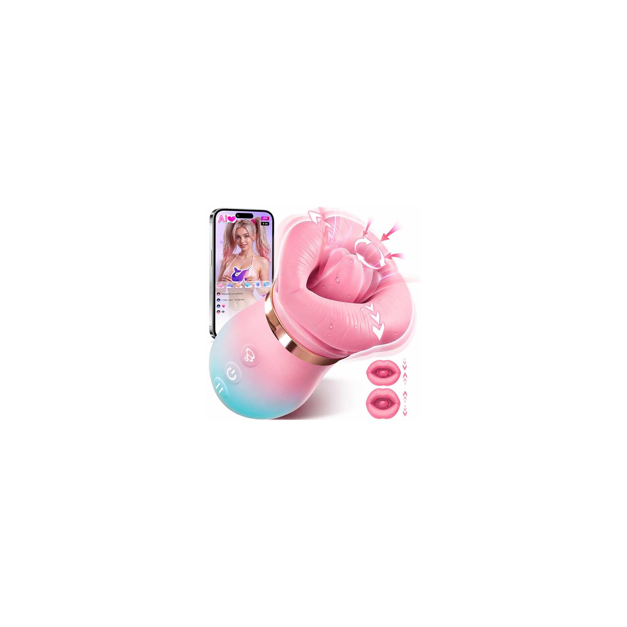 Vibrator Adult Sex Toys for Women - Sovokn 5IN1 Mouth Sucking Vibrator Rose Sex Toy, 10 Tongue Licking, 3 Auto & 1 Manual Sucking Adult Toys New APP, Anal Clit Nipple Vibrators Female Couples Sex Toys