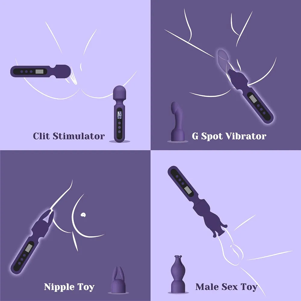 Tracy's Dog Wand Vibrator Kits, Couples Adult Sex Toys with 3 Attachments