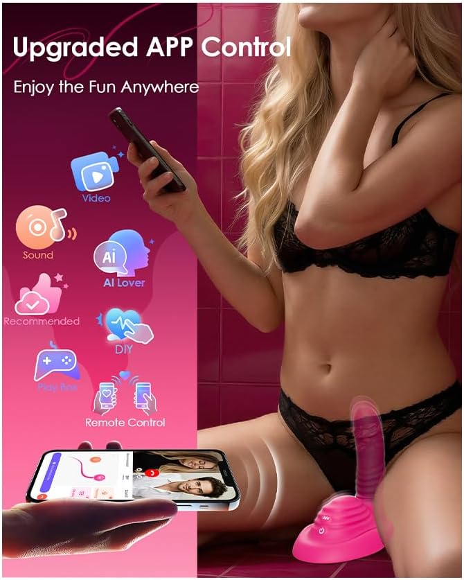 Riding Grinding Thrusting Dildo Vibrator - Remote Control Sex Grinders with 9 Thrusts & Vibrations for Clit Perineum G Spot Stimulation, Women Female Sex Toy Adult Toys & Games Sex Machine Dildos