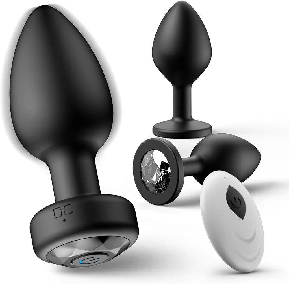 oreyurt Anal Plug Sex Toys Vibrator – Silicone Butt Plugs Training Kit with Remote Control, 10 Vibration Modes, Prostate Massager for Adults – Black