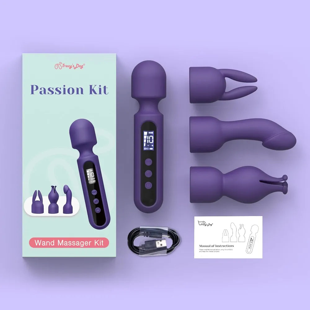 Tracy's Dog Wand Vibrator Kits, Couples Adult Sex Toys with 3 Attachments