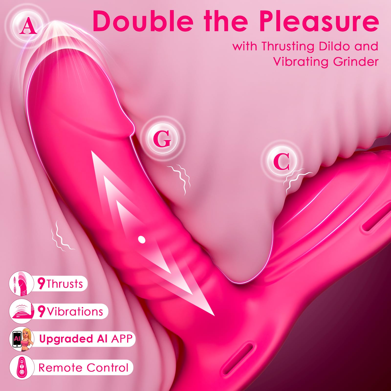 Riding Grinding Thrusting Dildo Vibrator - Remote Control Sex Grinders with 9 Thrusts & Vibrations for Clit Perineum G Spot Stimulation, Women Female Sex Toy Adult Toys & Games Sex Machine Dildos