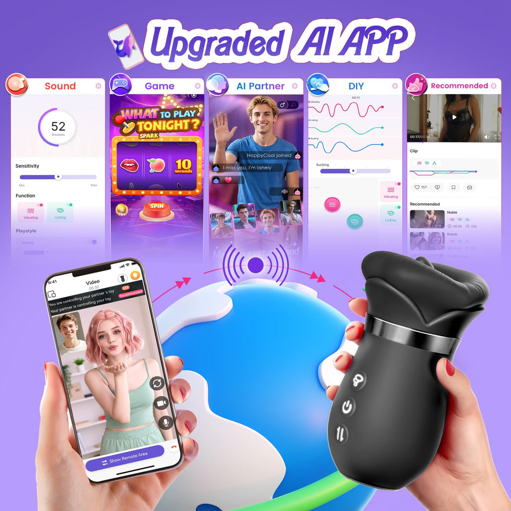 Vibrator Adult Sex Toys for Women - Sovokn 5IN1 Mouth Sucking Vibrator Rose Sex Toy, 10 Tongue Licking, 3 Auto & 1 Manual Sucking Adult Toys New APP, Anal Clit Nipple Vibrators Female Couples Sex Toys