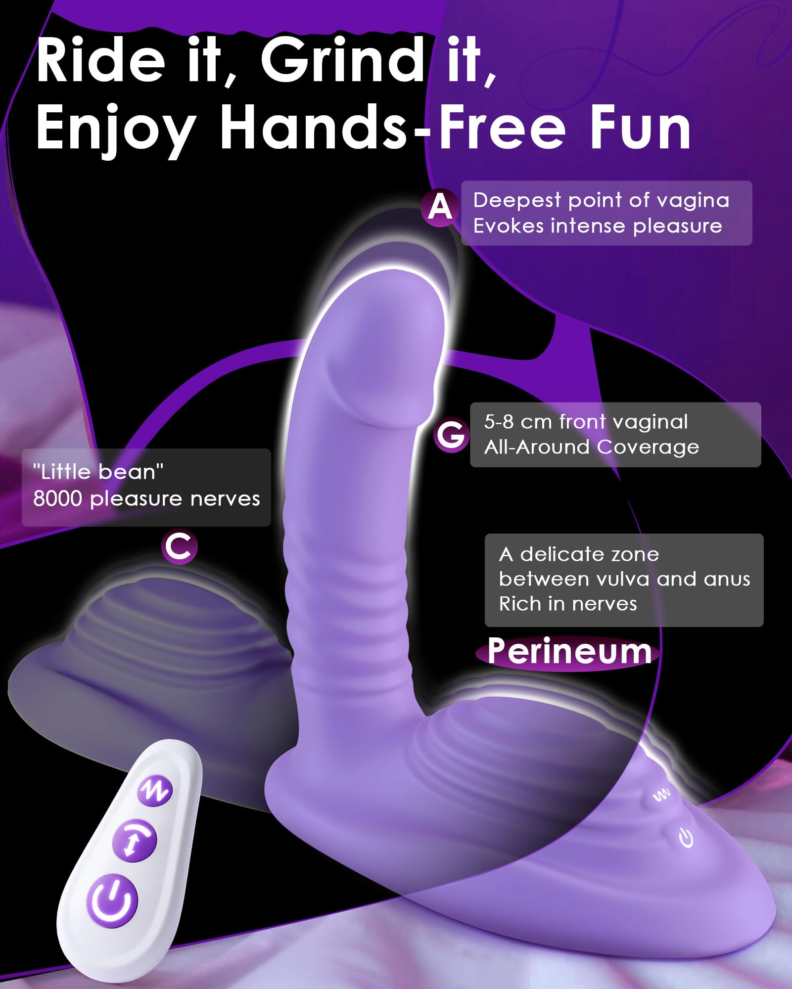 Riding Grinding Thrusting Dildo Vibrator - Remote Control Sex Grinders with 9 Thrusts & Vibrations for Clit Perineum G Spot Stimulation, Women Female Sex Toy Adult Toys & Games Sex Machine Dildos