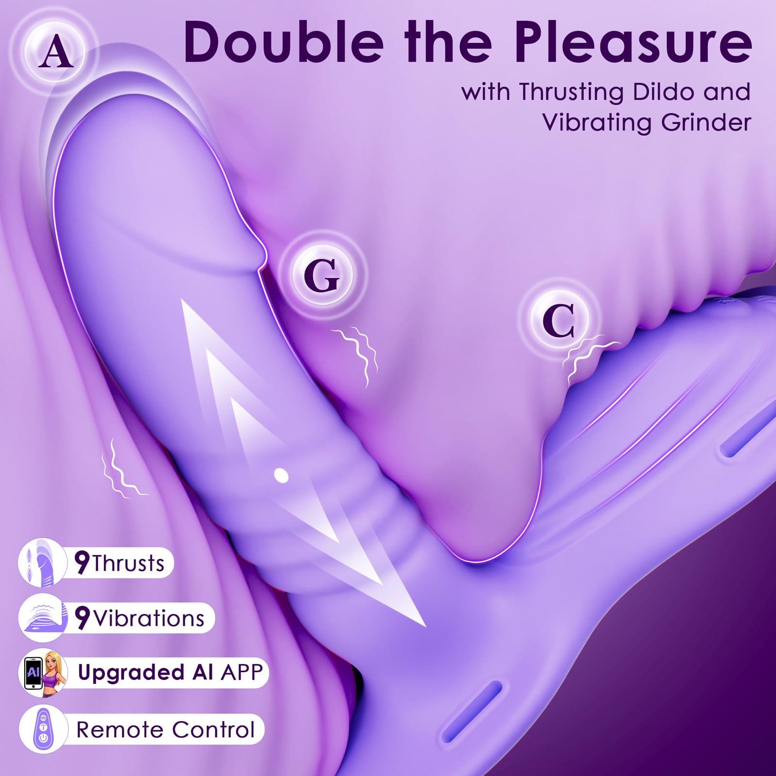 Riding Grinding Thrusting Dildo Vibrator - Remote Control Sex Grinders with 9 Thrusts & Vibrations for Clit Perineum G Spot Stimulation, Women Female Sex Toy Adult Toys & Games Sex Machine Dildos