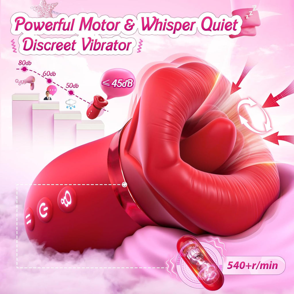 Vibrator Adult Sex Toys for Women - Sovokn 5IN1 Mouth Sucking Vibrator Rose Sex Toy, 10 Tongue Licking, 3 Auto & 1 Manual Sucking Adult Toys New APP, Anal Clit Nipple Vibrators Female Couples Sex Toys