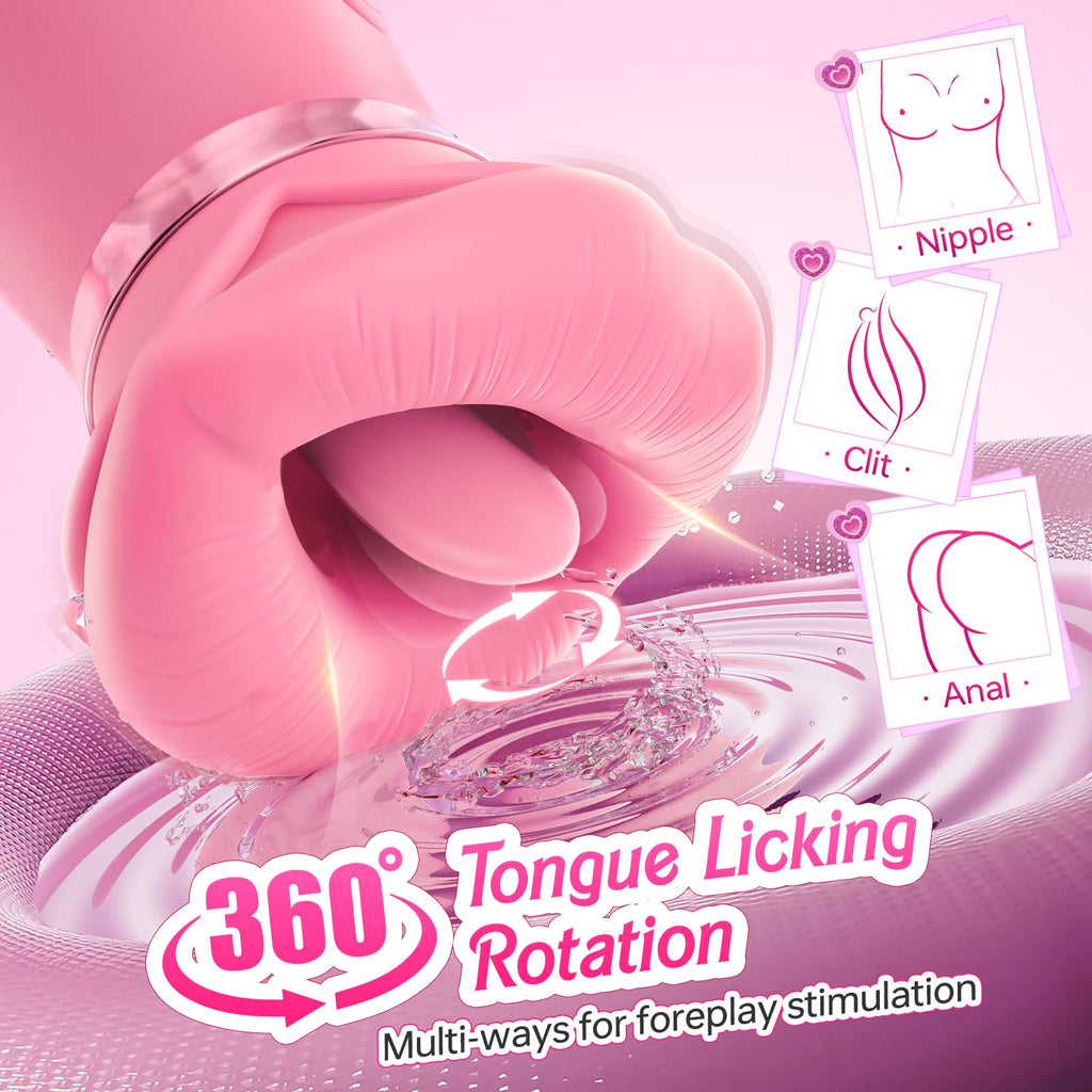 Vibrator Adult Sex Toys for Women - Sovokn 5IN1 Mouth Sucking Vibrator Rose Sex Toy, 10 Tongue Licking, 3 Auto & 1 Manual Sucking Adult Toys New APP, Anal Clit Nipple Vibrators Female Couples Sex Toys