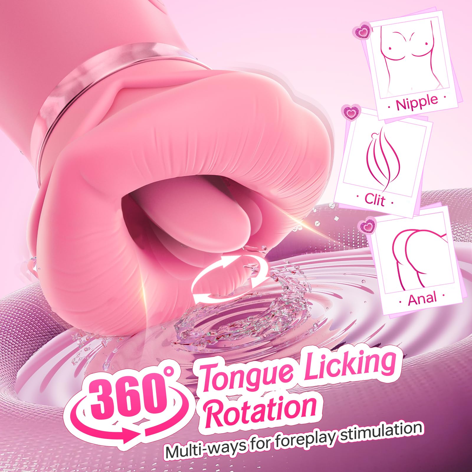 Vibrator Adult Sex Toys for Women - Sovokn 5IN1 Mouth Sucking Vibrator Rose Sex Toy, 10 Tongue Licking, 3 Auto & 1 Manual Sucking Adult Toys New APP, Anal Clit Nipple Vibrators Female Couples Sex Toys