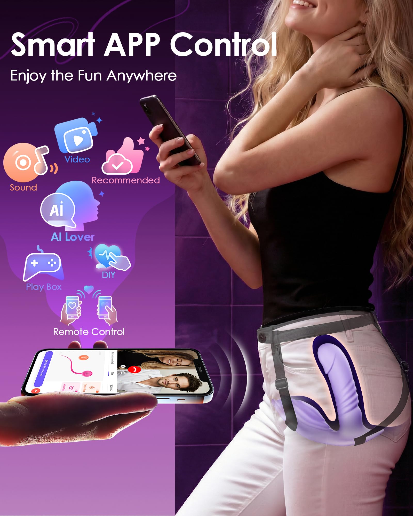 Riding Grinding Thrusting Dildo Vibrator - Remote Control Sex Grinders with 9 Thrusts & Vibrations for Clit Perineum G Spot Stimulation, Women Female Sex Toy Adult Toys & Games Sex Machine Dildos