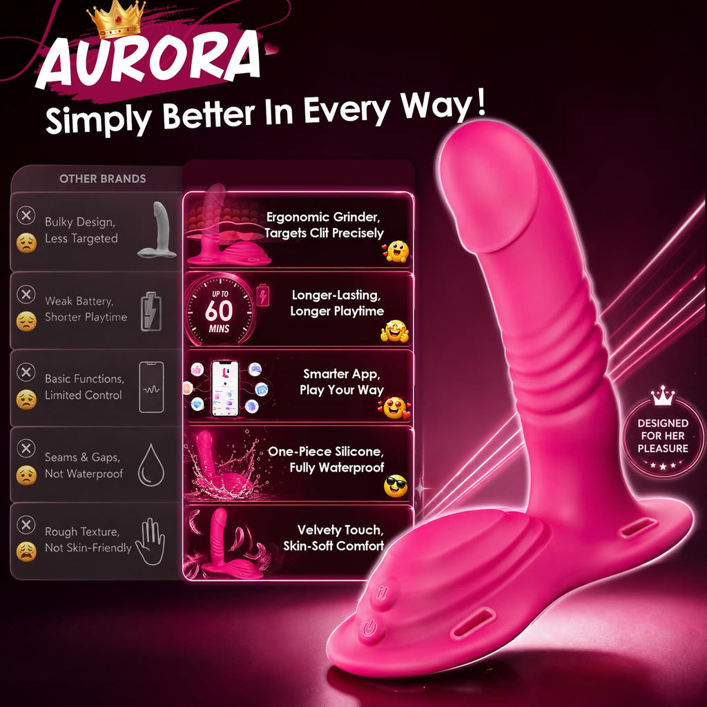 Riding Grinding Thrusting Dildo Vibrator - Remote Control Sex Grinders with 9 Thrusts & Vibrations for Clit Perineum G Spot Stimulation, Women Female Sex Toy Adult Toys & Games Sex Machine Dildos