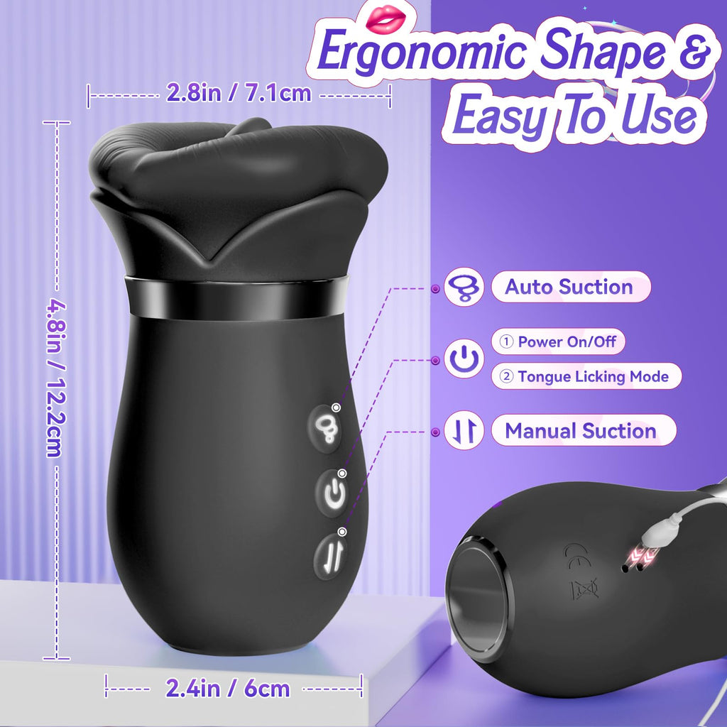 Vibrator Adult Sex Toys for Women - Sovokn 5IN1 Mouth Sucking Vibrator Rose Sex Toy, 10 Tongue Licking, 3 Auto & 1 Manual Sucking Adult Toys New APP, Anal Clit Nipple Vibrators Female Couples Sex Toys