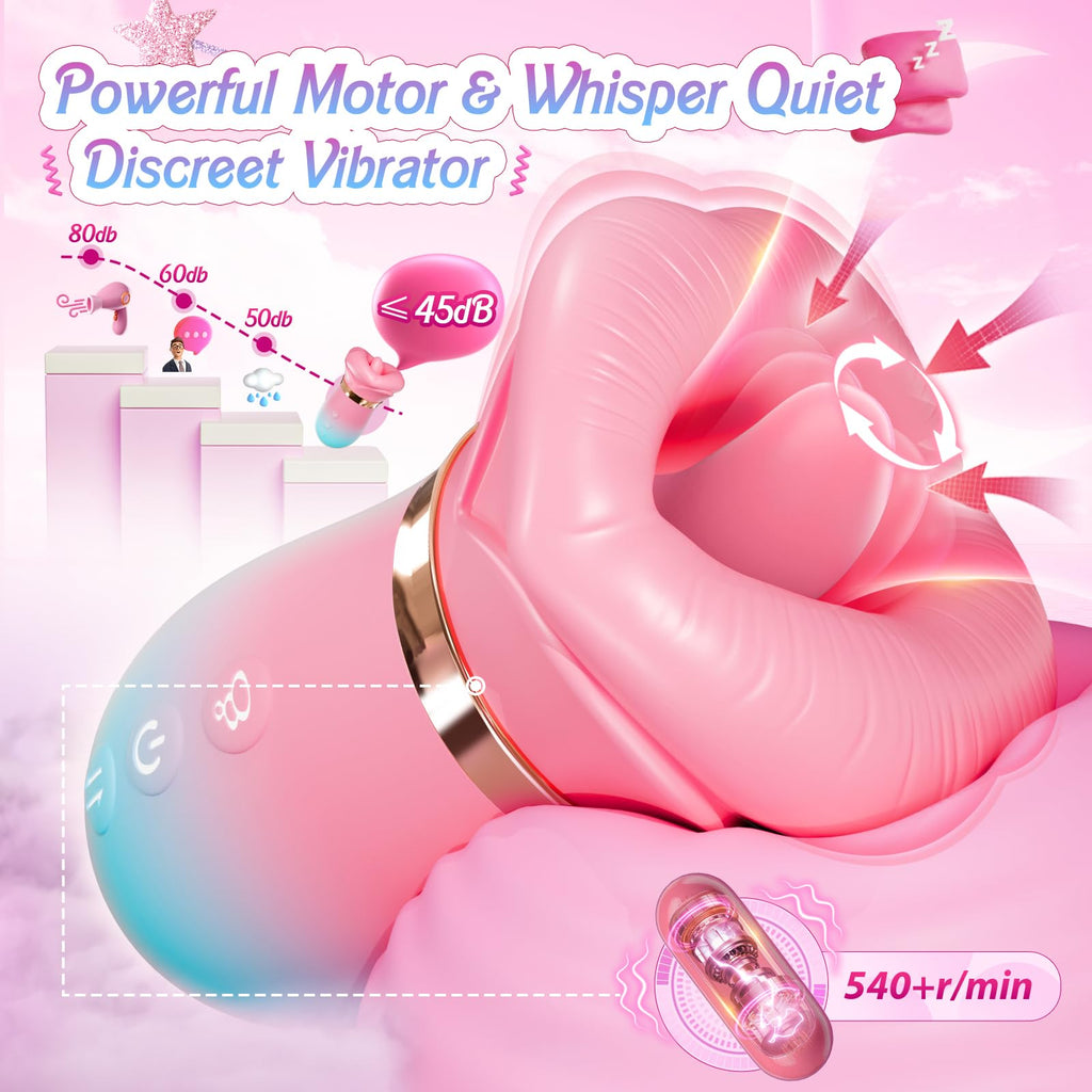 Vibrator Adult Sex Toys for Women - Sovokn 5IN1 Mouth Sucking Vibrator Rose Sex Toy, 10 Tongue Licking, 3 Auto & 1 Manual Sucking Adult Toys New APP, Anal Clit Nipple Vibrators Female Couples Sex Toys