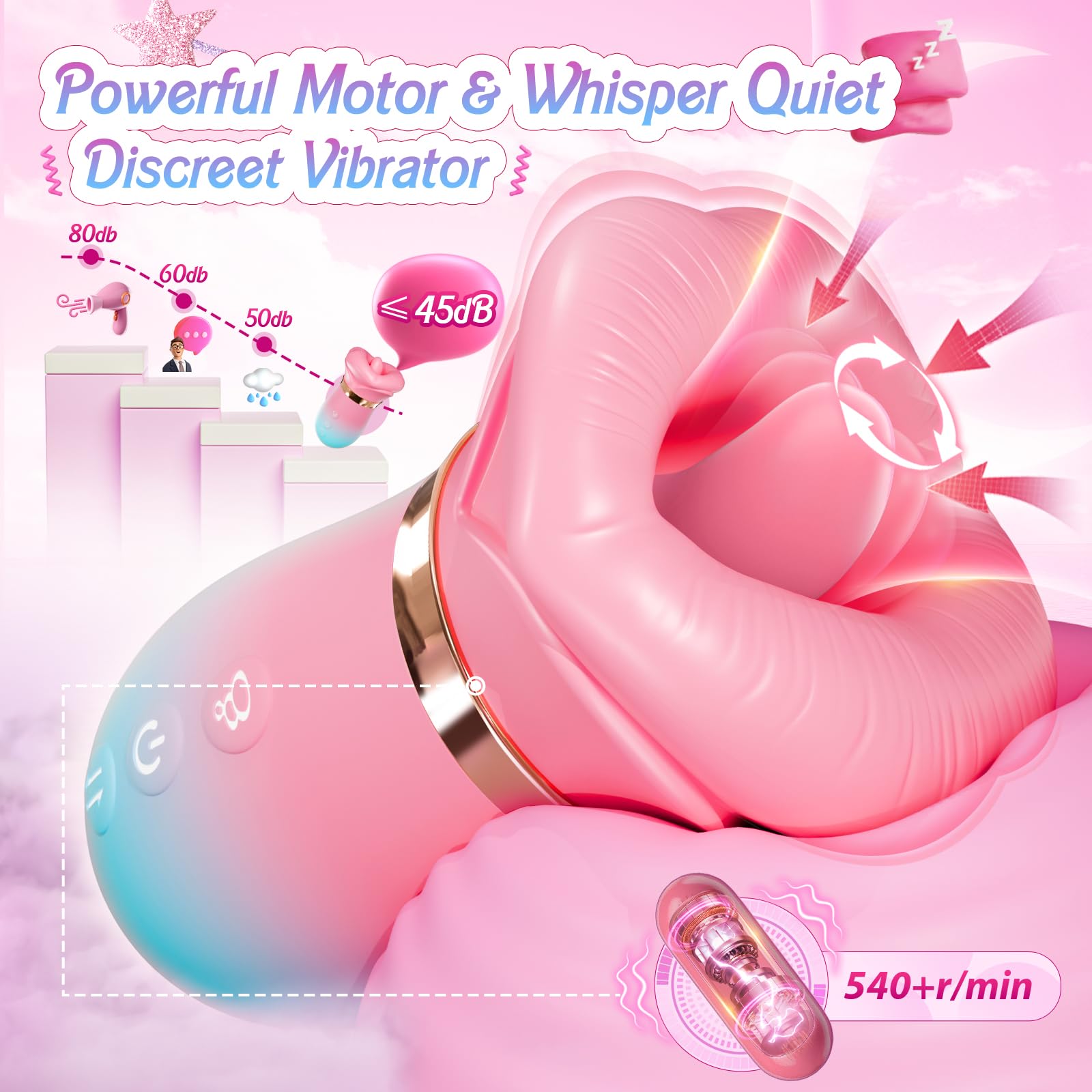 Vibrator Adult Sex Toys for Women - Sovokn 5IN1 Mouth Sucking Vibrator Rose Sex Toy, 10 Tongue Licking, 3 Auto & 1 Manual Sucking Adult Toys New APP, Anal Clit Nipple Vibrators Female Couples Sex Toys