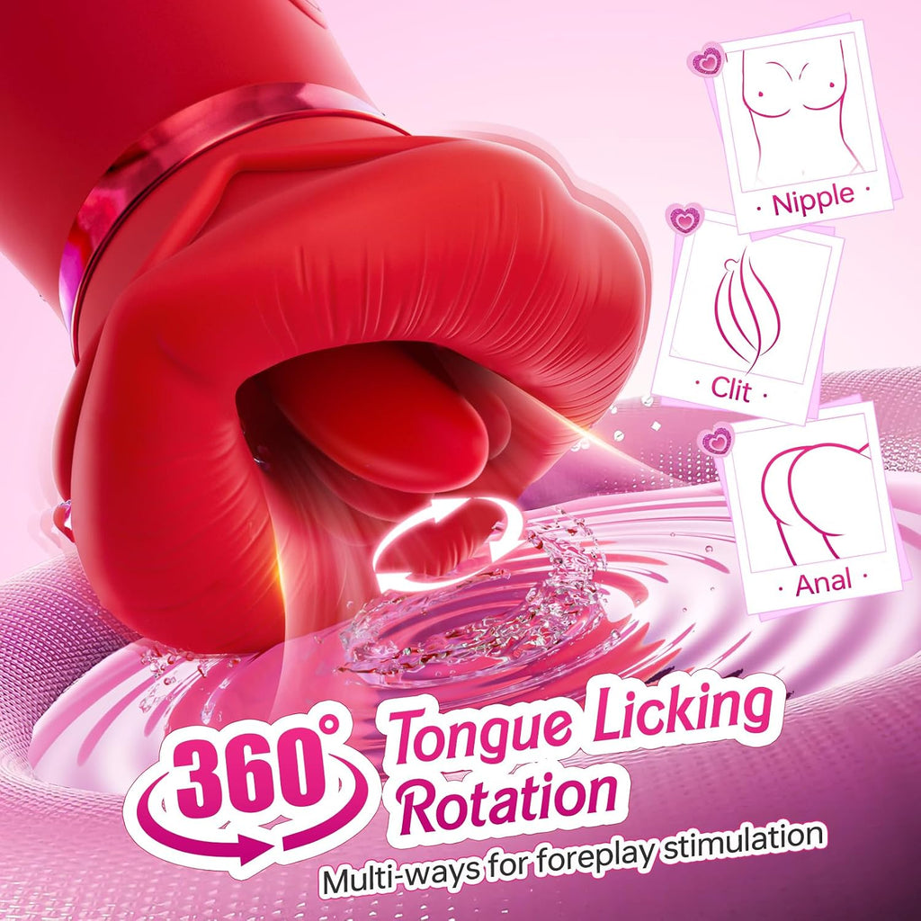 Vibrator Adult Sex Toys for Women - Sovokn 5IN1 Mouth Sucking Vibrator Rose Sex Toy, 10 Tongue Licking, 3 Auto & 1 Manual Sucking Adult Toys New APP, Anal Clit Nipple Vibrators Female Couples Sex Toys