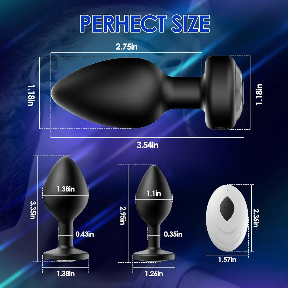 oreyurt Anal Plug Sex Toys Vibrator – Silicone Butt Plugs Training Kit with Remote Control, 10 Vibration Modes, Prostate Massager for Adults – Black