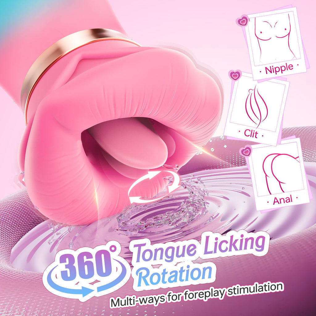Vibrator Adult Sex Toys for Women - Sovokn 5IN1 Mouth Sucking Vibrator Rose Sex Toy, 10 Tongue Licking, 3 Auto & 1 Manual Sucking Adult Toys New APP, Anal Clit Nipple Vibrators Female Couples Sex Toys