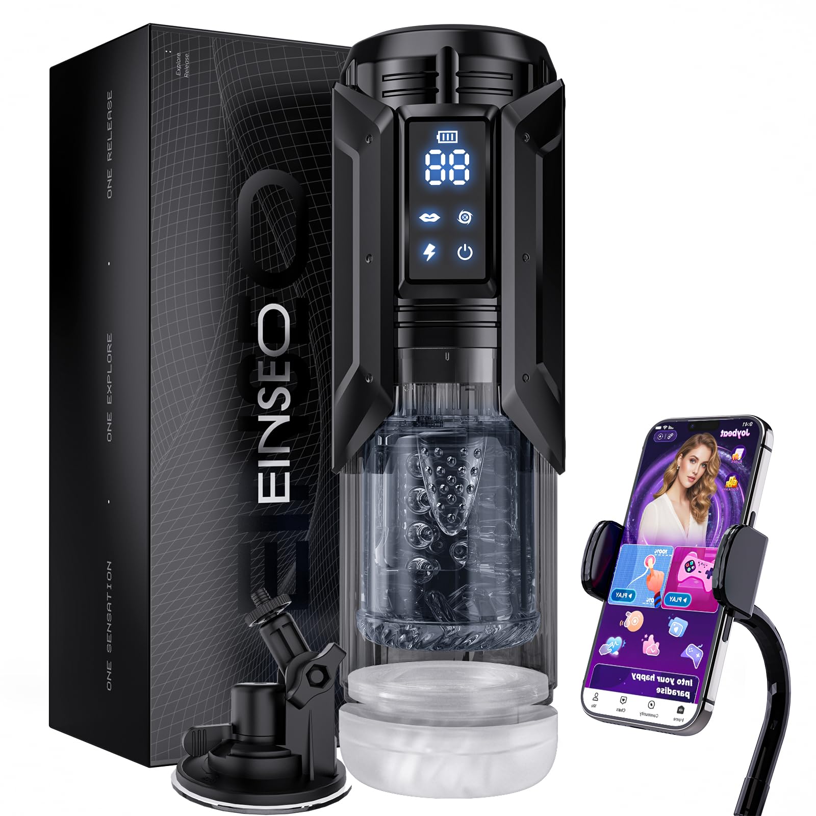 EINSEO Sex Toys for Men Penis Pump - AI Sync Waterproof Male Masturbator Stroker with 7 Sucking Thrusting Rotating & 7 Licking Modes, Adult Toys Pocket Pussy Mens Sex Toy Blowjob Sex Machine Bath Item