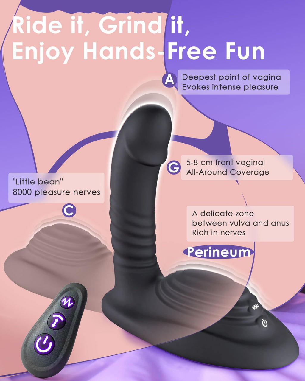Riding Grinding Thrusting Dildo Vibrator - Remote Control Sex Grinders with 9 Thrusts & Vibrations for Clit Perineum G Spot Stimulation, Women Female Sex Toy Adult Toys & Games Sex Machine Dildos
