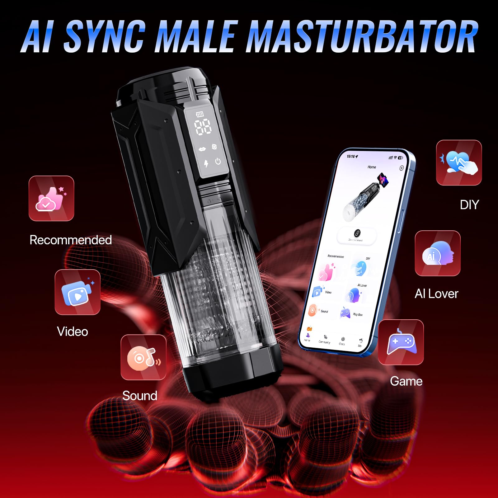 EINSEO Sex Toys for Men Penis Pump - AI Sync Waterproof Male Masturbator Stroker with 7 Sucking Thrusting Rotating & 7 Licking Modes, Adult Toys Pocket Pussy Mens Sex Toy Blowjob Sex Machine Bath Item