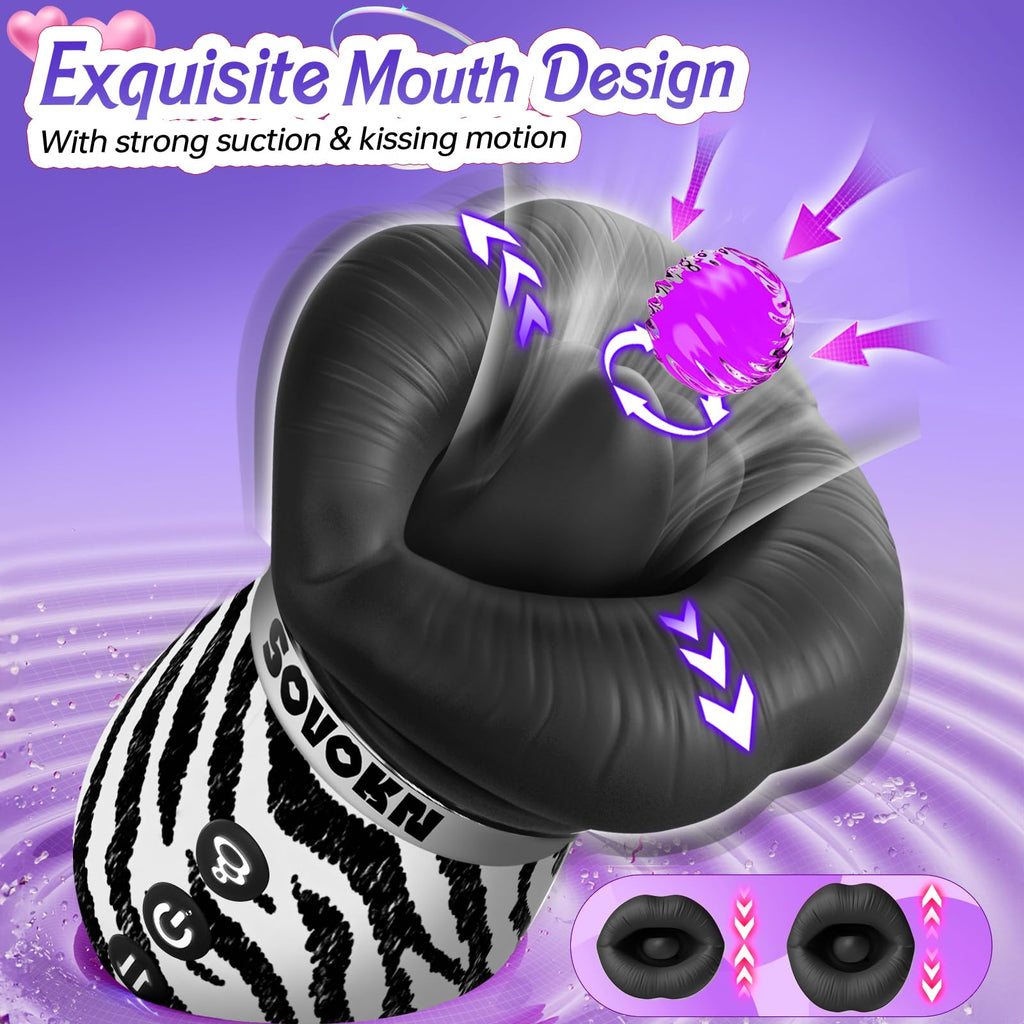 Vibrator Adult Sex Toys for Women - Sovokn 5IN1 Mouth Sucking Vibrator Rose Sex Toy, 10 Tongue Licking, 3 Auto & 1 Manual Sucking Adult Toys New APP, Anal Clit Nipple Vibrators Female Couples Sex Toys