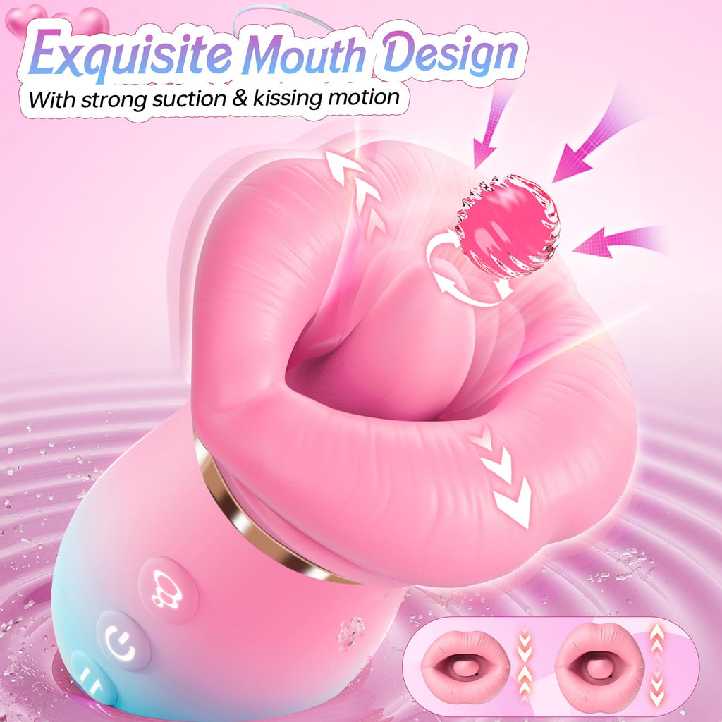 Vibrator Adult Sex Toys for Women - Sovokn 5IN1 Mouth Sucking Vibrator Rose Sex Toy, 10 Tongue Licking, 3 Auto & 1 Manual Sucking Adult Toys New APP, Anal Clit Nipple Vibrators Female Couples Sex Toys