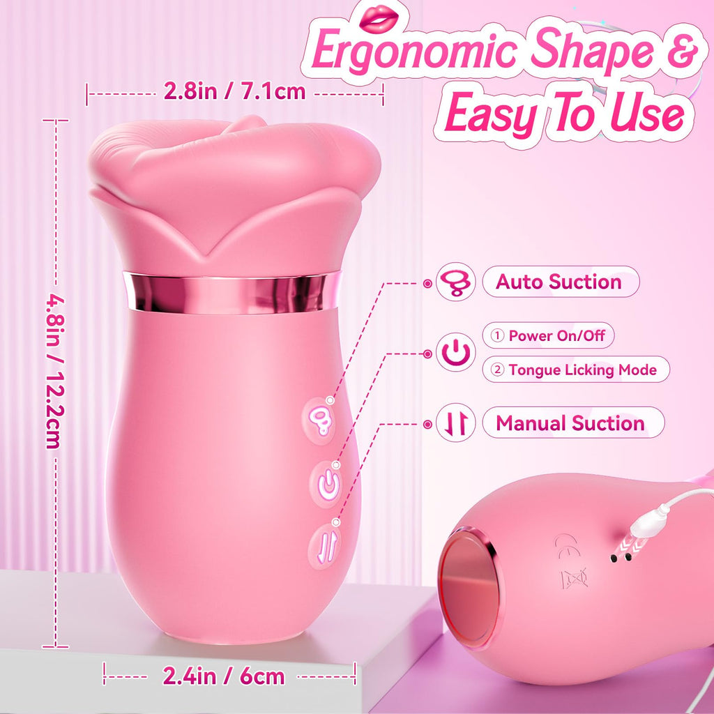 Vibrator Adult Sex Toys for Women - Sovokn 5IN1 Mouth Sucking Vibrator Rose Sex Toy, 10 Tongue Licking, 3 Auto & 1 Manual Sucking Adult Toys New APP, Anal Clit Nipple Vibrators Female Couples Sex Toys