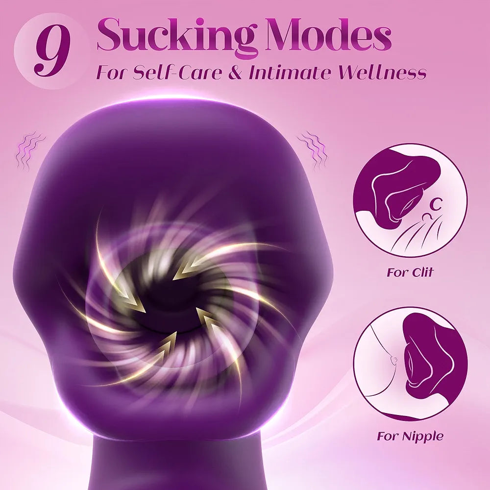 Toendi Sucking Vibrator Rabbit Sex Toy, Nipple Clit Sucker Thrusting Dildo