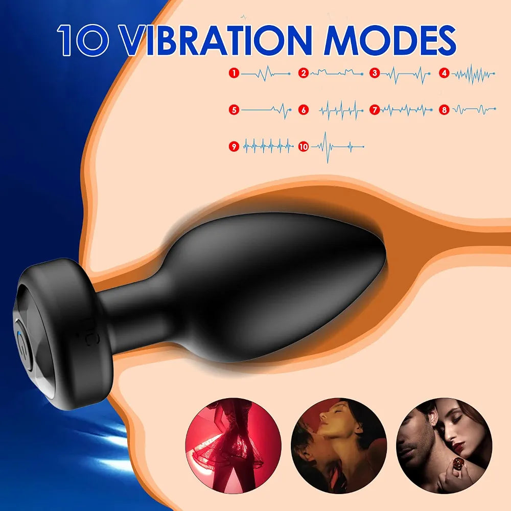oreyurt Anal Plug Sex Toys Vibrator – Silicone Butt Plugs Training Kit with Remote Control, 10 Vibration Modes, Prostate Massager for Adults – Black