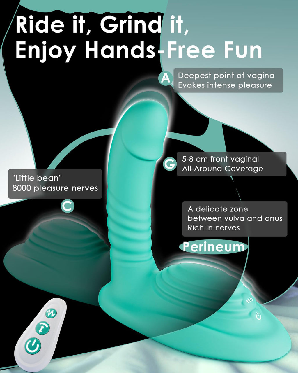 Riding Grinding Thrusting Dildo Vibrator - Remote Control Sex Grinders with 9 Thrusts & Vibrations for Clit Perineum G Spot Stimulation, Women Female Sex Toy Adult Toys & Games Sex Machine Dildos