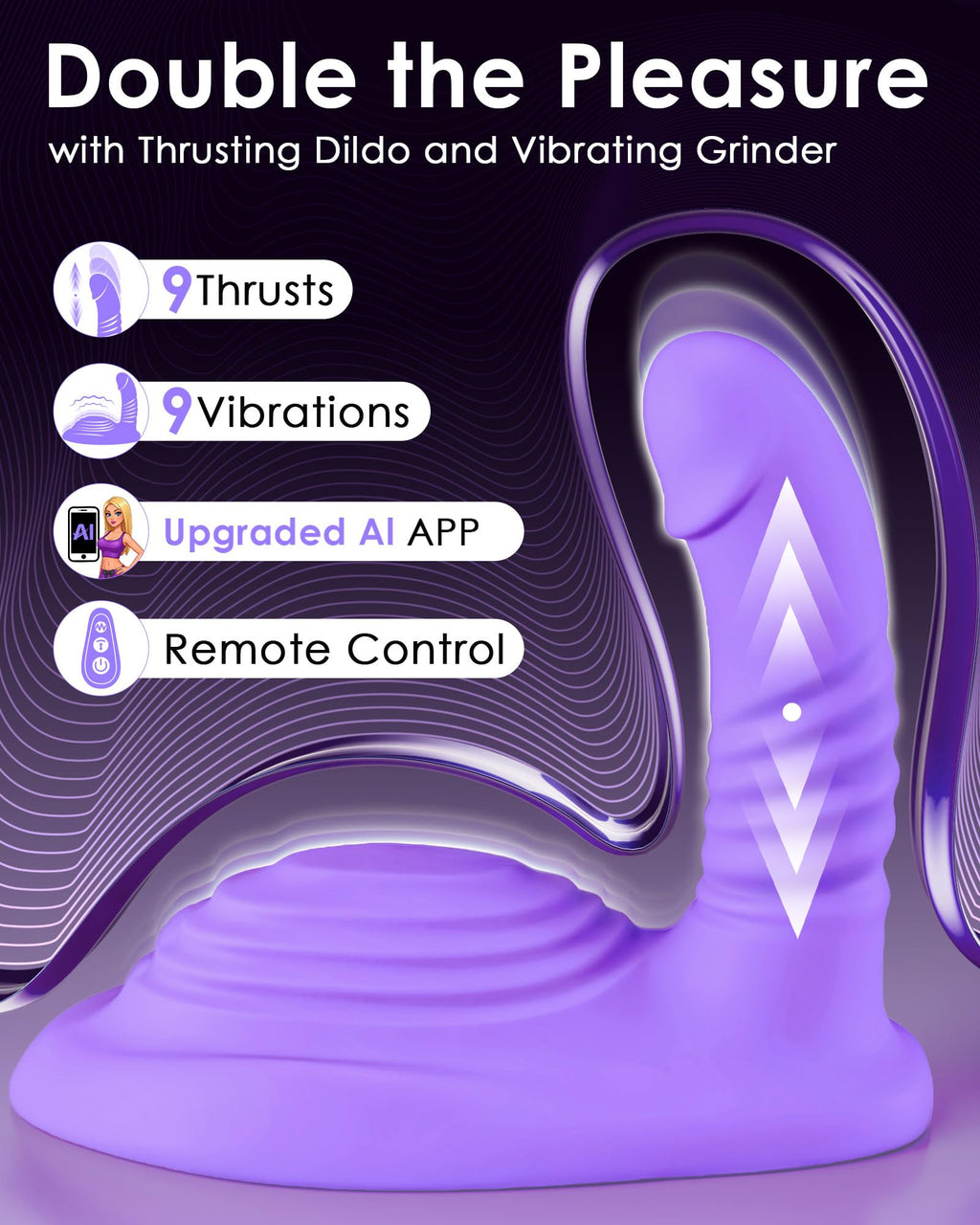Riding Grinding Thrusting Dildo Vibrator - Remote Control Sex Grinders with 9 Thrusts & Vibrations for Clit Perineum G Spot Stimulation, Women Female Sex Toy Adult Toys & Games Sex Machine Dildos