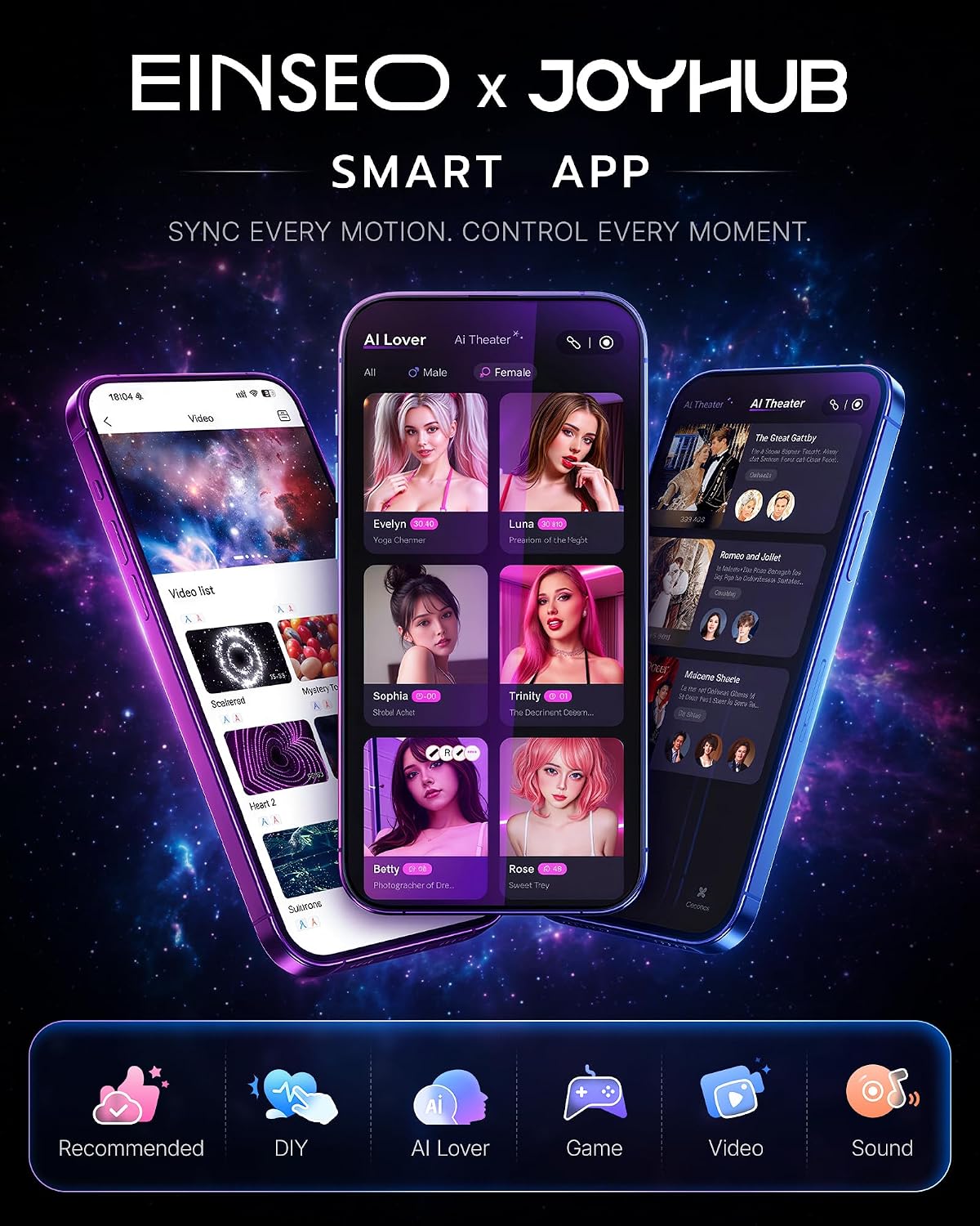 EINSEO Sex Toys for Men Penis Pump - AI Sync Waterproof Male Masturbator Stroker with 7 Sucking Thrusting Rotating & 7 Licking Modes, Adult Toys Pocket Pussy Mens Sex Toy Blowjob Sex Machine Bath Item