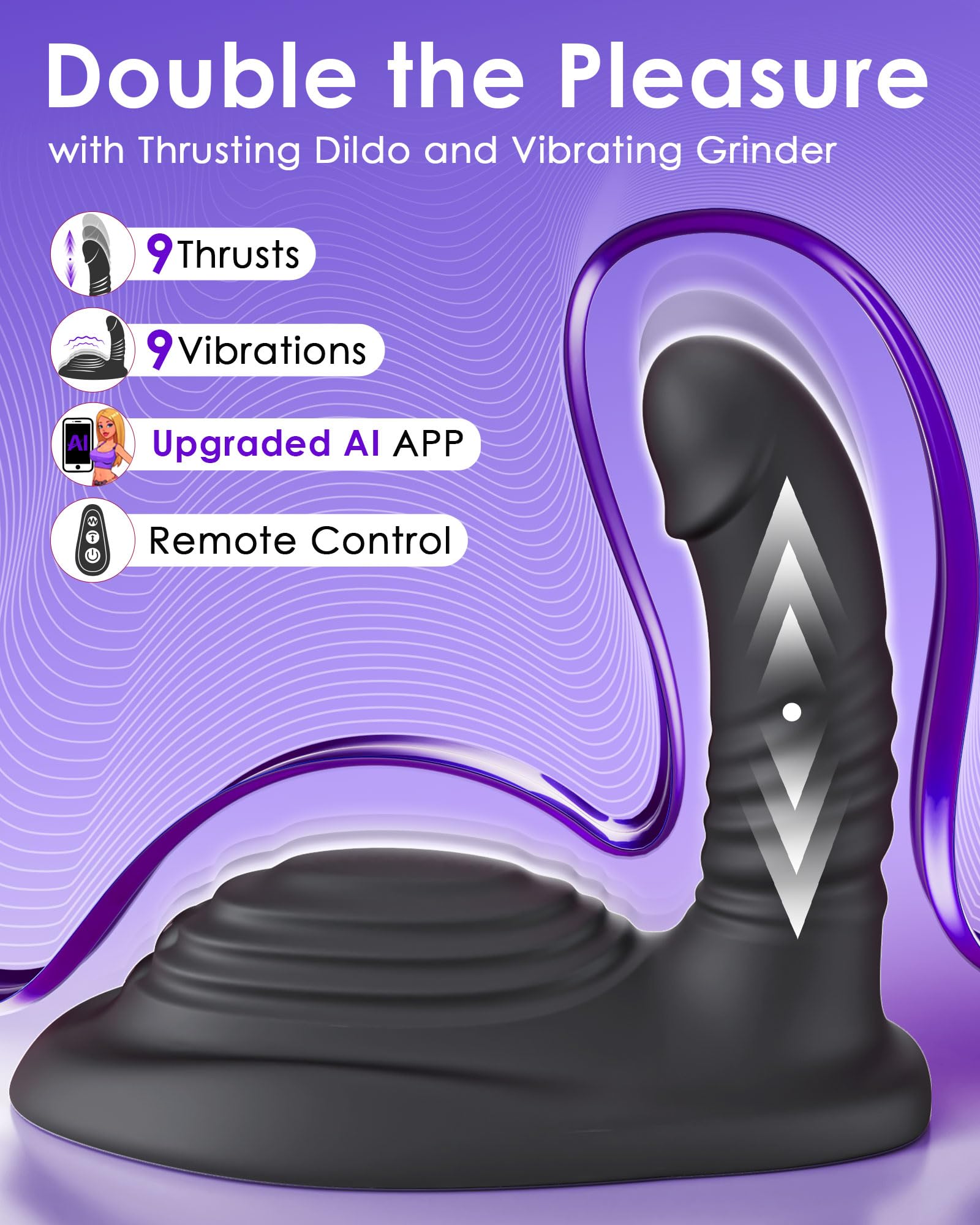 Riding Grinding Thrusting Dildo Vibrator - Remote Control Sex Grinders with 9 Thrusts & Vibrations for Clit Perineum G Spot Stimulation, Women Female Sex Toy Adult Toys & Games Sex Machine Dildos