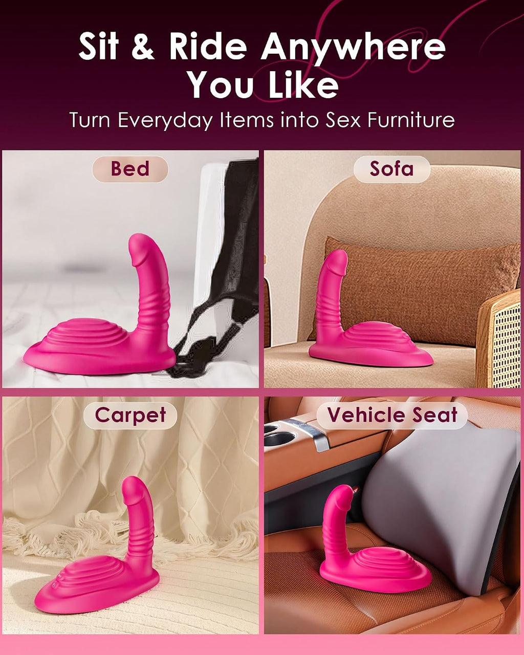 Riding Grinding Thrusting Dildo Vibrator - Remote Control Sex Grinders with 9 Thrusts & Vibrations for Clit Perineum G Spot Stimulation, Women Female Sex Toy Adult Toys & Games Sex Machine Dildos
