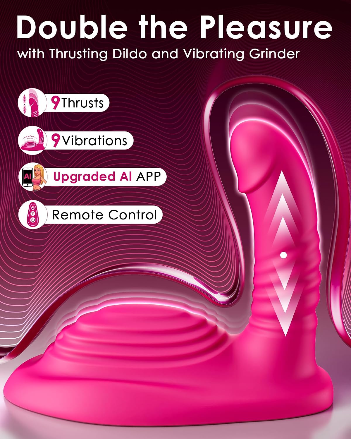 Riding Grinding Thrusting Dildo Vibrator - Remote Control Sex Grinders with 9 Thrusts & Vibrations for Clit Perineum G Spot Stimulation, Women Female Sex Toy Adult Toys & Games Sex Machine Dildos